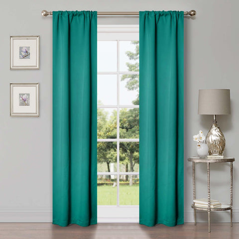 Blackout Window Curtains Solid Room Darkening Washable Set of 2