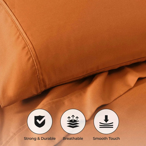800 Thread Count Cotton Blend Bed Sheet Set Solid Deep Pocket