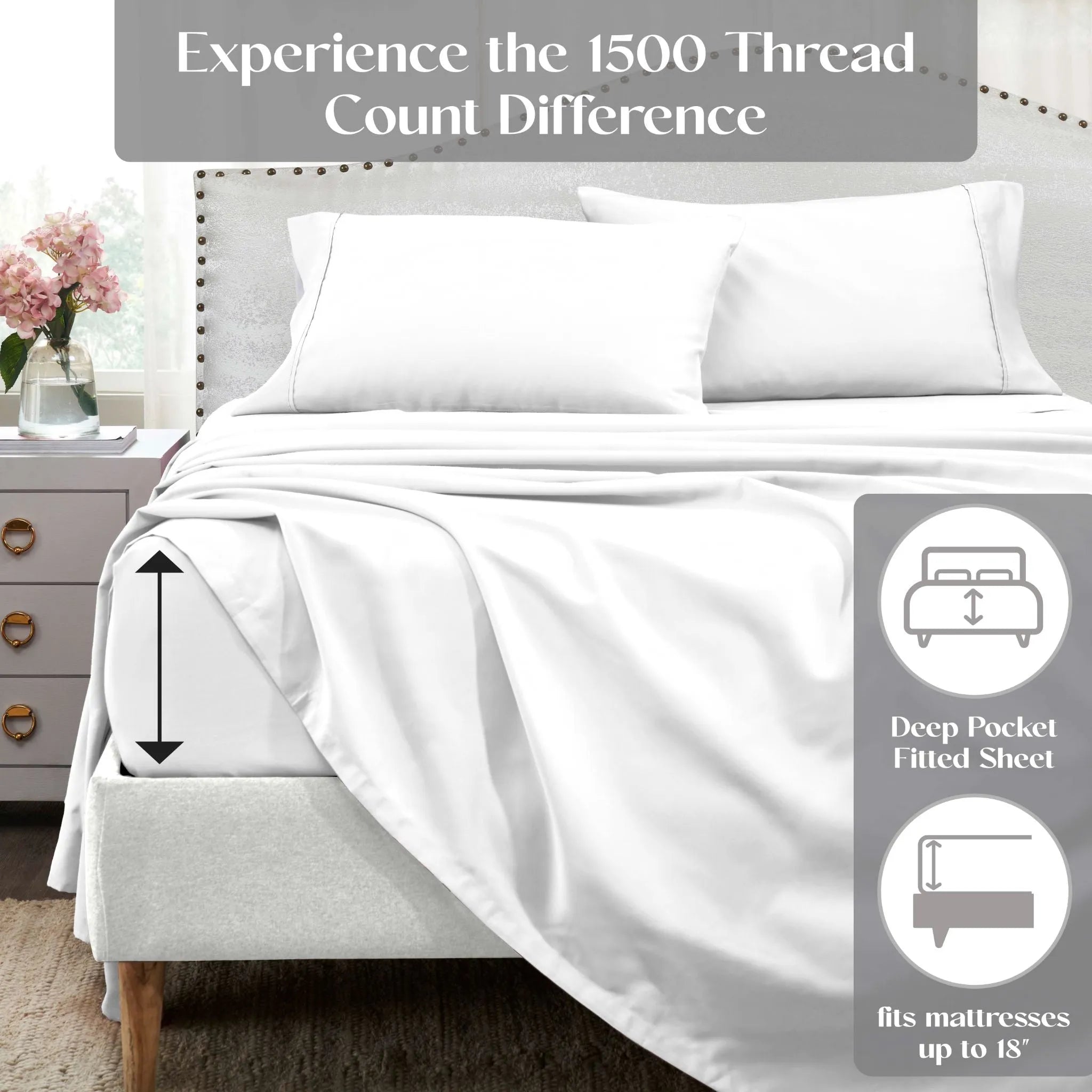 Cotton Blend 1500 Thread Count Solid Deep Pocket Sheet Set