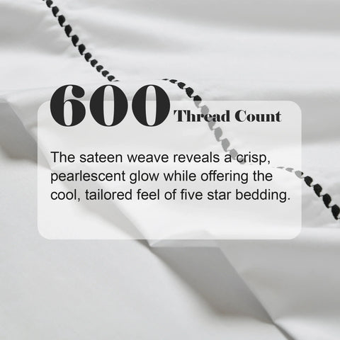 600 Thread Count Cotton Blend Pillowcases, Imperia Embroidered Hem, Set of 2