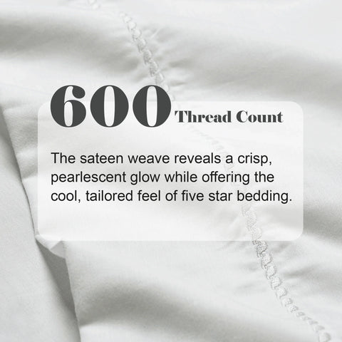 600 Thread Count Cotton Blend Pillowcases, Imperia Embroidered Hem, Set of 2