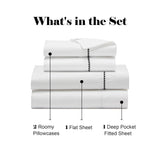600 Thread Count Cotton Blend Bed Sheet Set - Imperia Embroidered Hem