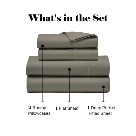 600 Thread Count Cotton Blend Bed Sheet Set - Imperia Embroidered Hem