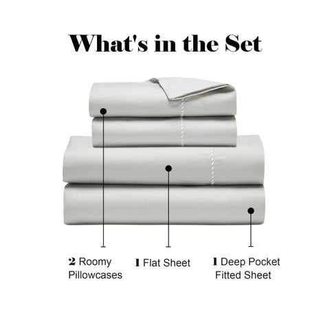 600 Thread Count Cotton Blend Bed Sheet Set - Imperia Embroidered Hem