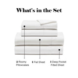 600 Thread Count Cotton Blend Bed Sheet Set - Imperia Embroidered Hem