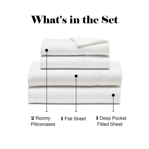 600 Thread Count Cotton Blend Bed Sheet Set - Imperia Embroidered Hem