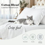 600 Thread Count Cotton Blend Pillowcases, Imperia Embroidered Hem, Set of 2