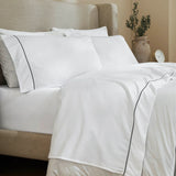 600 Thread Count Cotton Blend Bed Sheet Set - Imperia Embroidered Hem