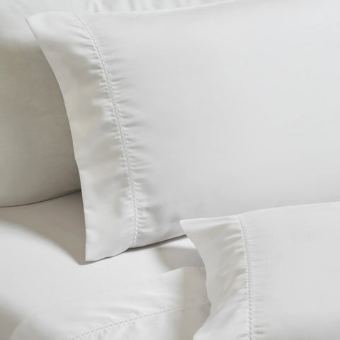 600 Thread Count Cotton Blend Bed Sheet Set - Imperia Embroidered Hem