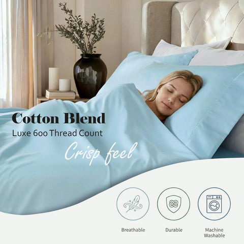 600 Thread Count Cotton Blend Deep Pocket Bed Sheet Set, Pandora Embroidered Hem