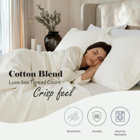 600 Thread Count Cotton Blend Deep Pocket Bed Sheet Set, Pandora Embroidered Hem