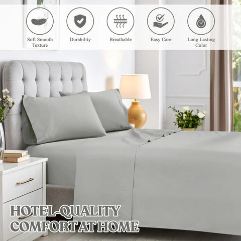 600 Thread Count Cotton Blend Bed Sheet Set Solid Deep Pocket