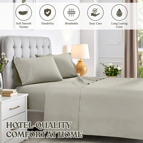 600 Thread Count Cotton Blend Bed Sheet Set Solid Deep Pocket