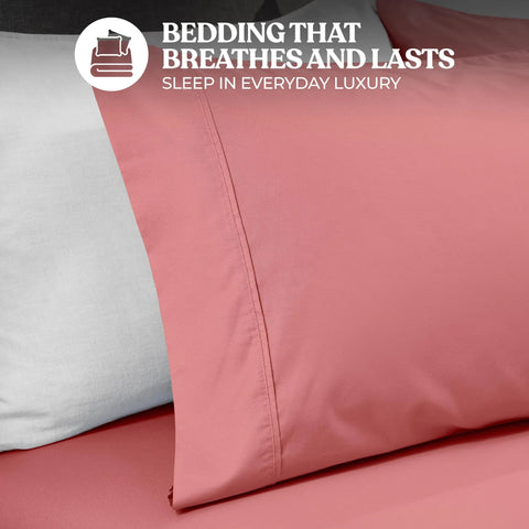 600 Thread Count Cotton Blend Bed Sheet Set Solid Deep Pocket