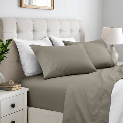 600 Thread Count Cotton Blend Bed Sheet Set Solid Deep Pocket