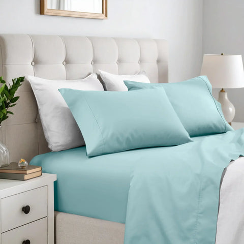 600 Thread Count Cotton Blend Bed Sheet Set Solid Deep Pocket