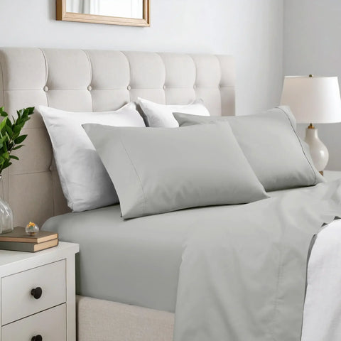 600 Thread Count Cotton Blend Bed Sheet Set Solid Deep Pocket