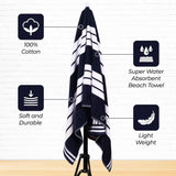 Cabana Stripe Oversized Cotton Beach Towel Set of 2, 4, or 6 Piece