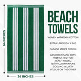 Cabana Stripe Oversized Cotton Beach Towel Set of 2, 4, or 6 Piece