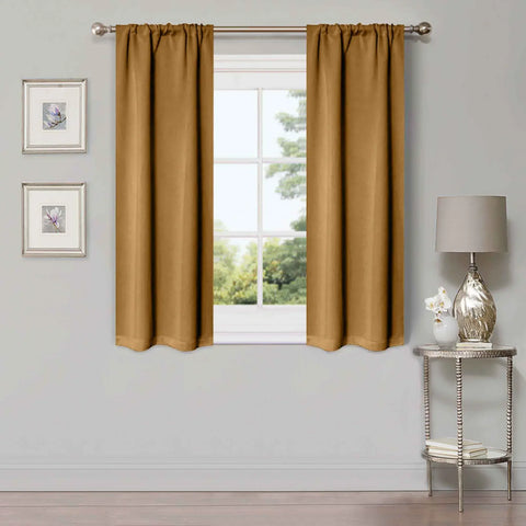 Solid Room Darkening Rod Pocket Blackout Curtain Panels, Set of 2