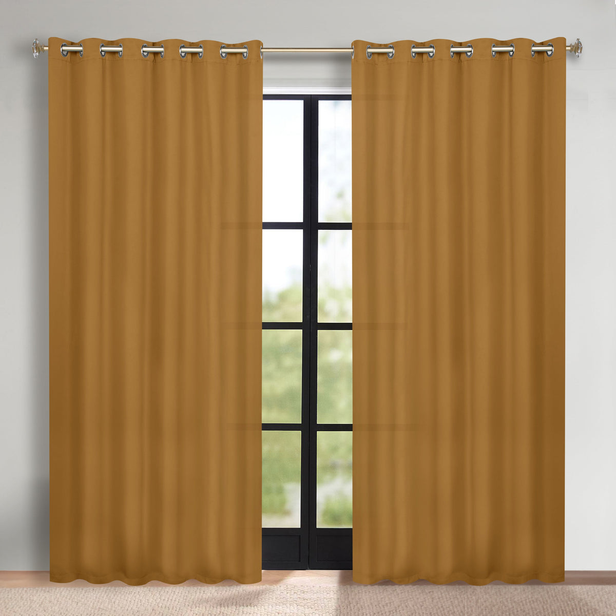 Classic Modern Solid Room Darkening Blackout Curtain Panels, Set of 2