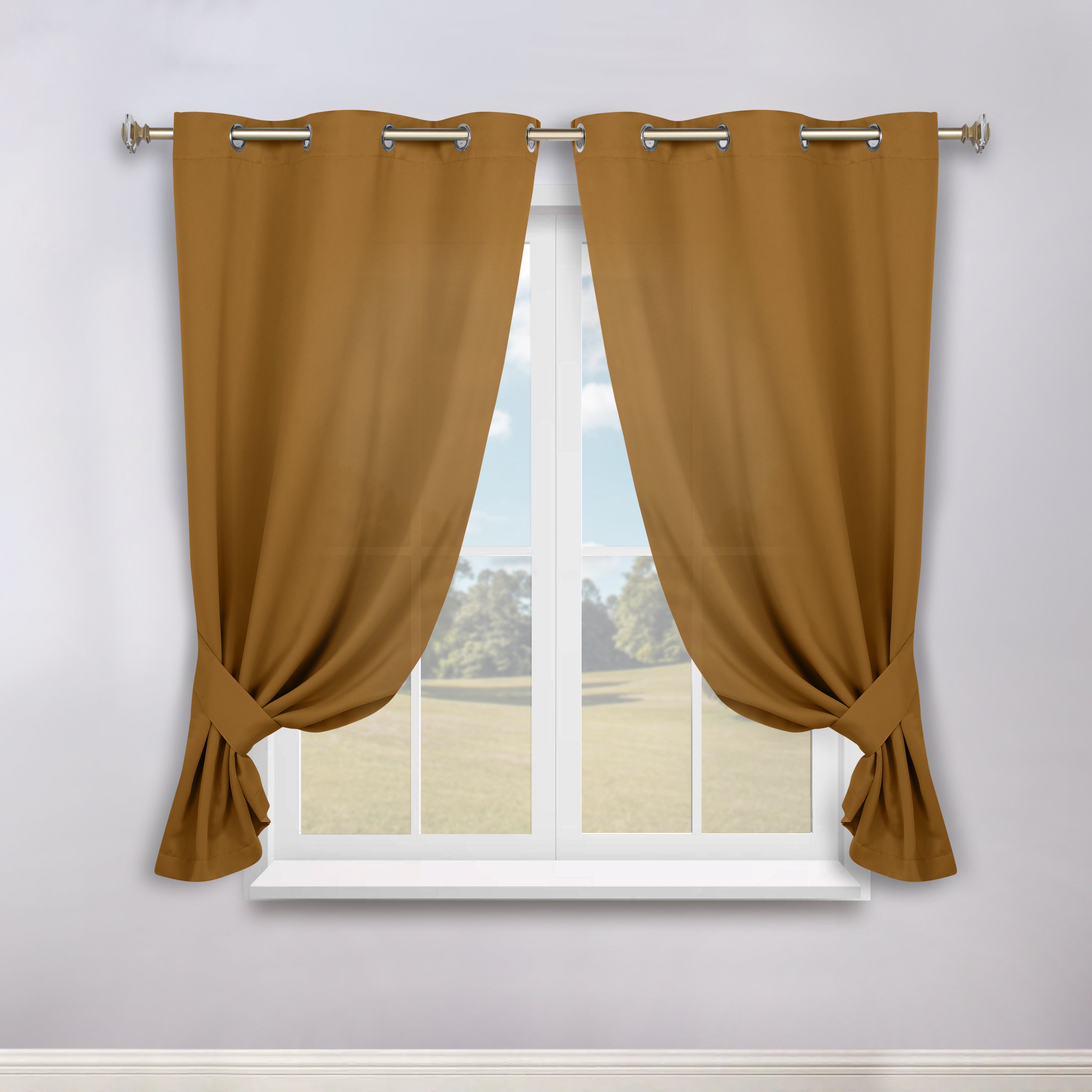 Classic Modern Solid Room Darkening Blackout Curtain Panels, Set of 2
