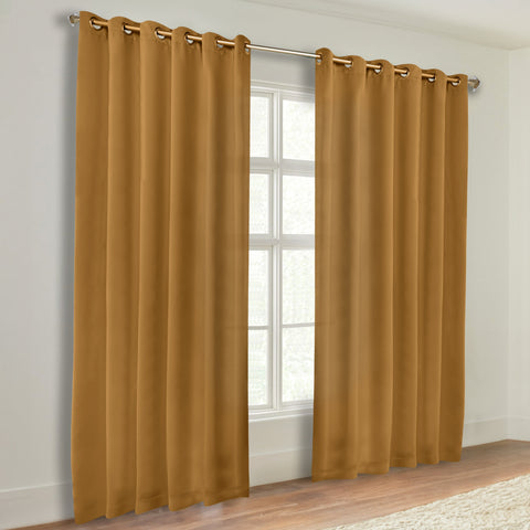 Classic Modern Solid Room Darkening Blackout Curtain Panels, Set of 2