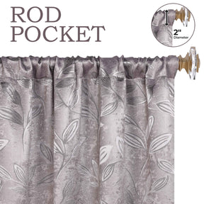Leaves Room Darkening Washable Blackout Curtain Panels, Set of 2
