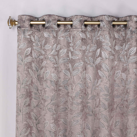 Blackout Curtains Leaves Pattern Room Darkening Grommet 2 Panels