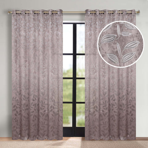 Blackout Curtains Leaves Pattern Room Darkening Grommet 2 Panels