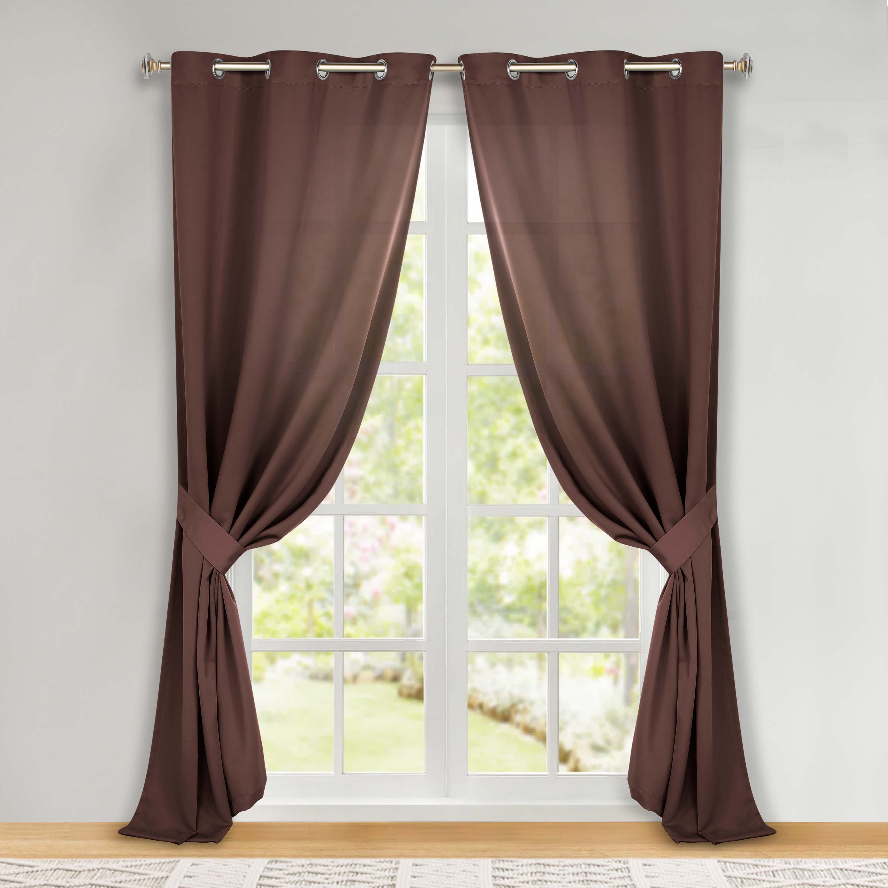 Classic Modern Solid Room Darkening Blackout Curtain Panels, Set of 2