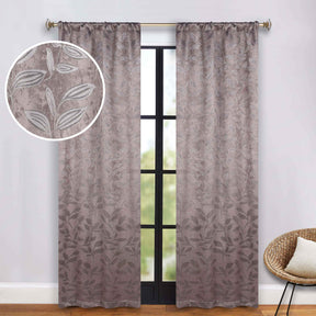 Leaves Room Darkening Washable Blackout Curtain Panels, Set of 2