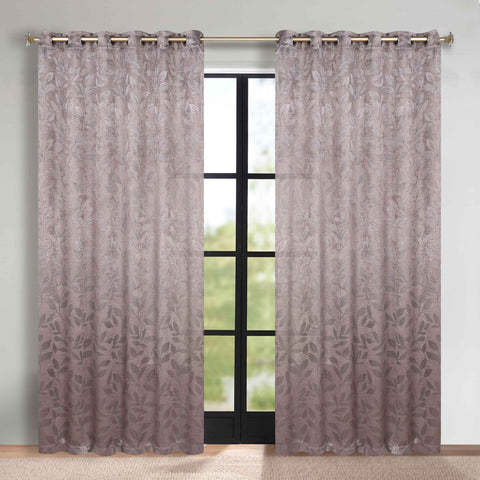 Blackout Curtains Leaves Pattern Room Darkening Grommet 2 Panels