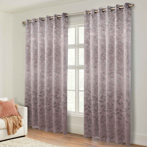 Blackout Curtains Leaves Pattern Room Darkening Grommet 2 Panels