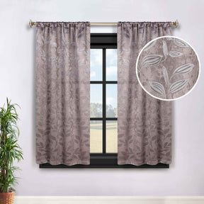 Leaves Room Darkening Washable Blackout Curtain Panels, Set of 2
