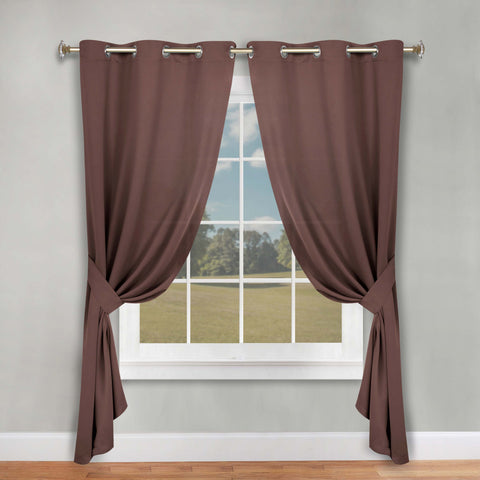 Classic Modern Solid Room Darkening Blackout Curtain Panels, Set of 2