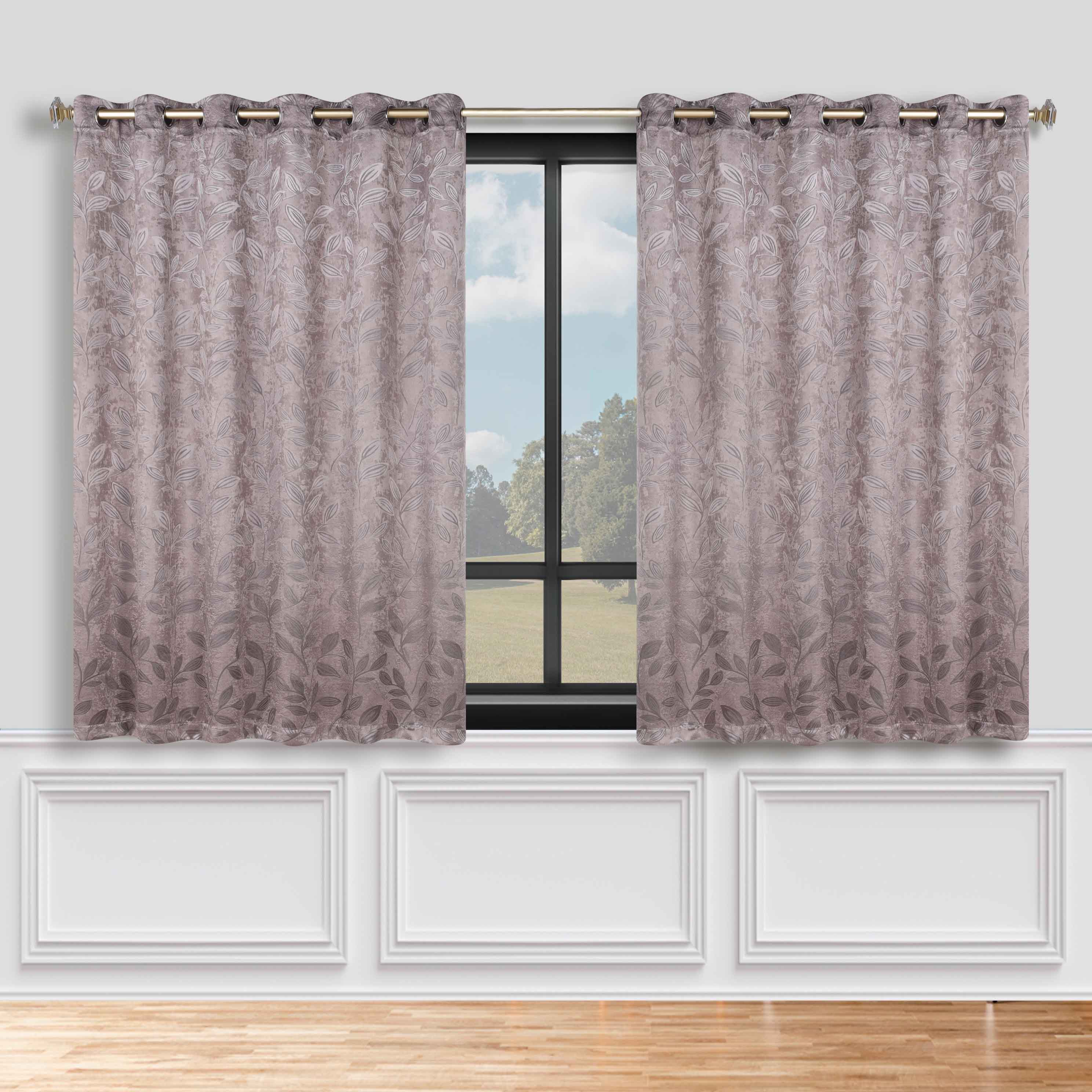Leaves Room Darkening Grommet Blackout Curtain Panels, Set of 2