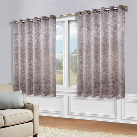 Blackout Curtains Leaves Pattern Room Darkening Grommet 2 Panels