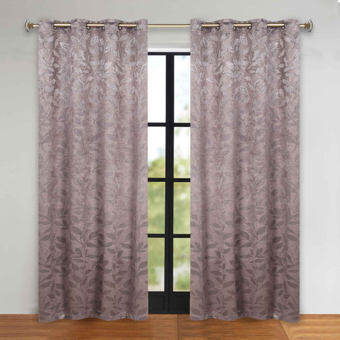 Blackout Curtains Leaves Pattern Room Darkening Grommet 2 Panels