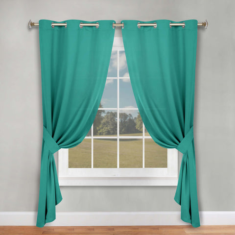 Classic Modern Solid Room Darkening Blackout Curtain Panels, Set of 2