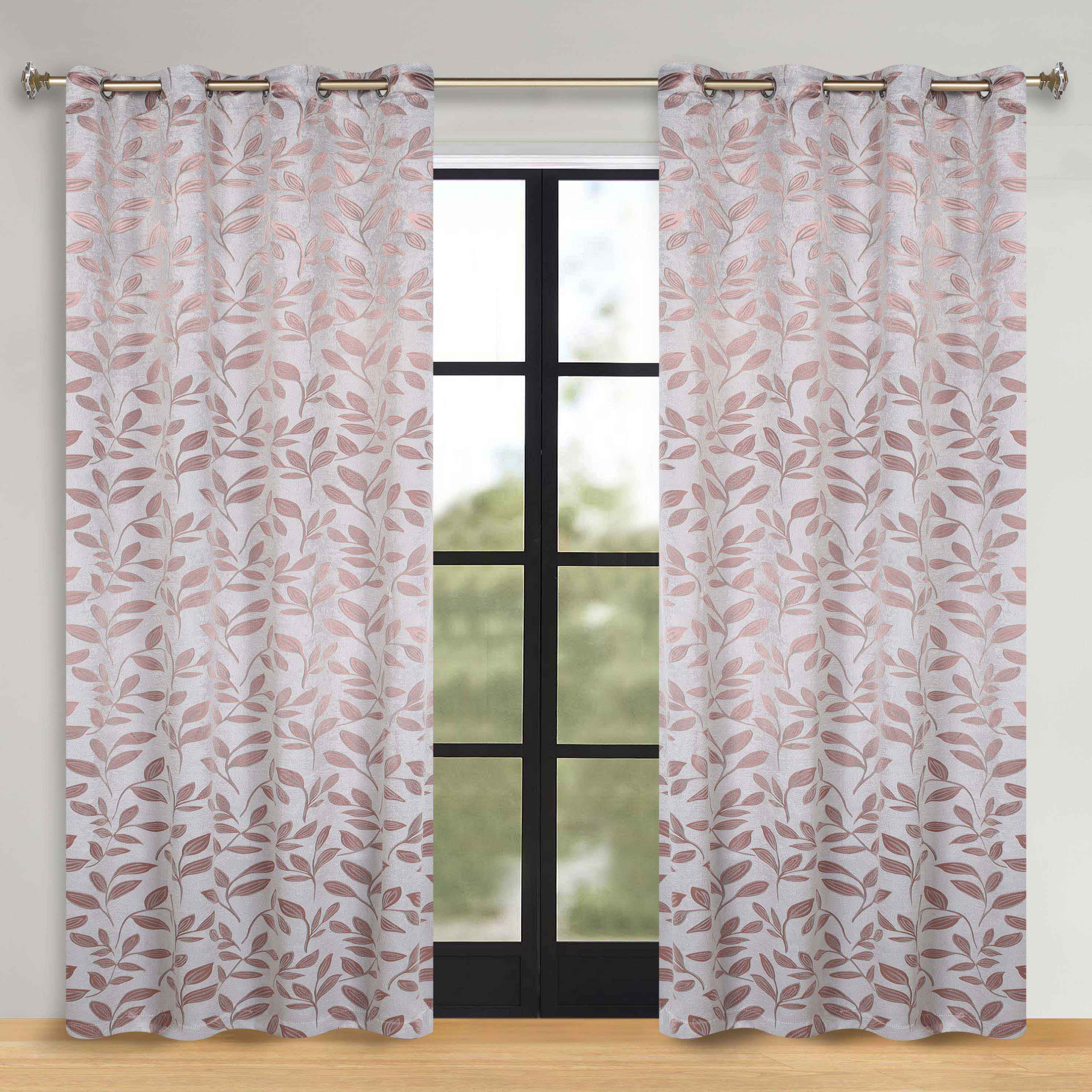 Leaves Room Darkening Washable Blackout Curtain Panels, Set of 2