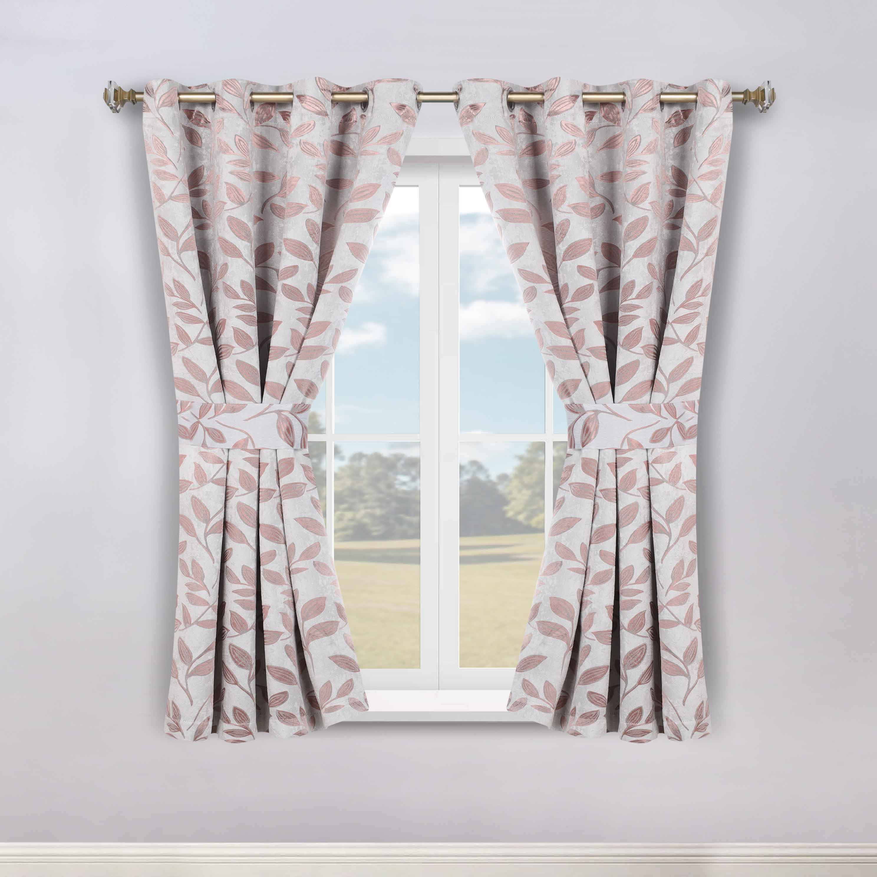 Leaves Room Darkening Washable Blackout Curtain Panels, Set of 2