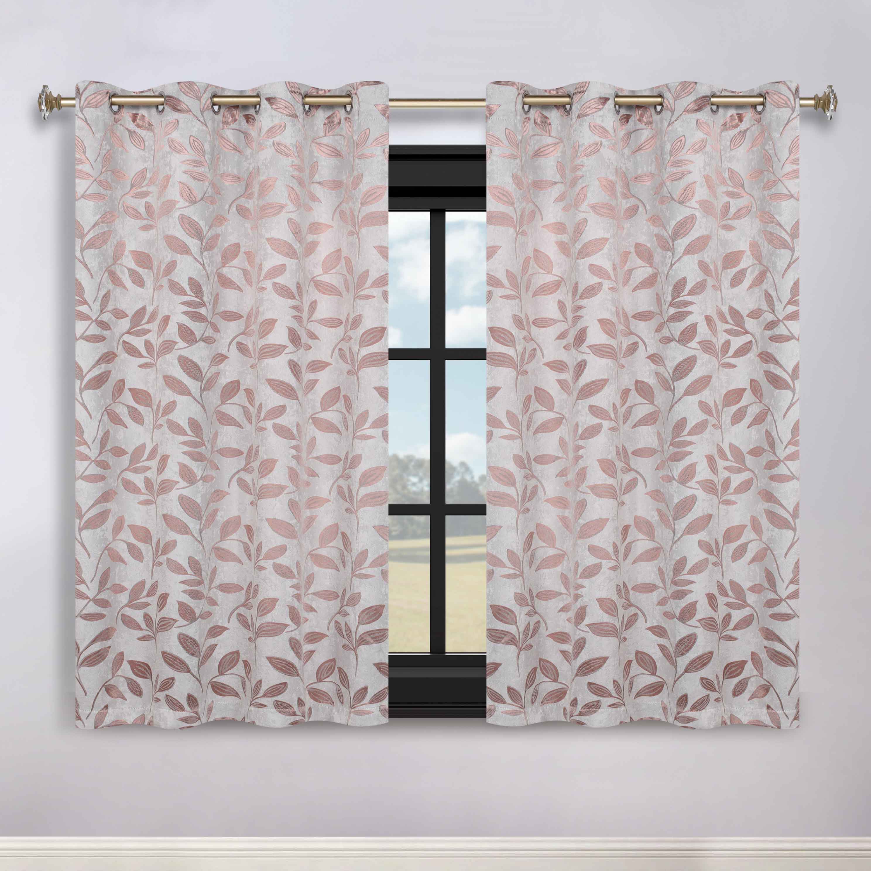 Leaves Room Darkening Washable Blackout Curtain Panels, Set of 2