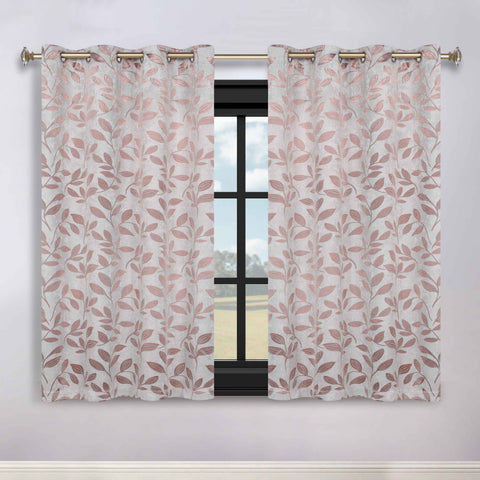 Leaves Room Darkening Washable Blackout Curtain Panels, Set of 2
