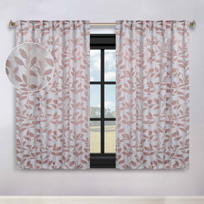 Leaves Room Darkening Back Tabs Blackout Curtain Panels, Set of 2
