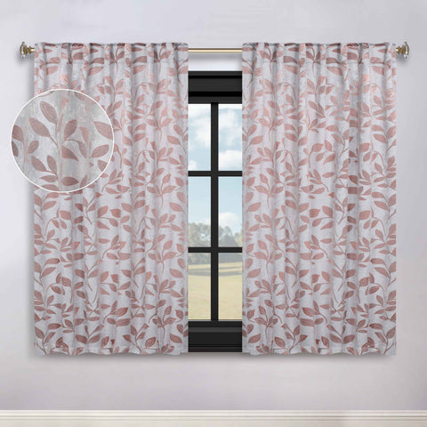 Leaves Room Darkening Back Tabs Blackout Curtain Panels, Set of 2