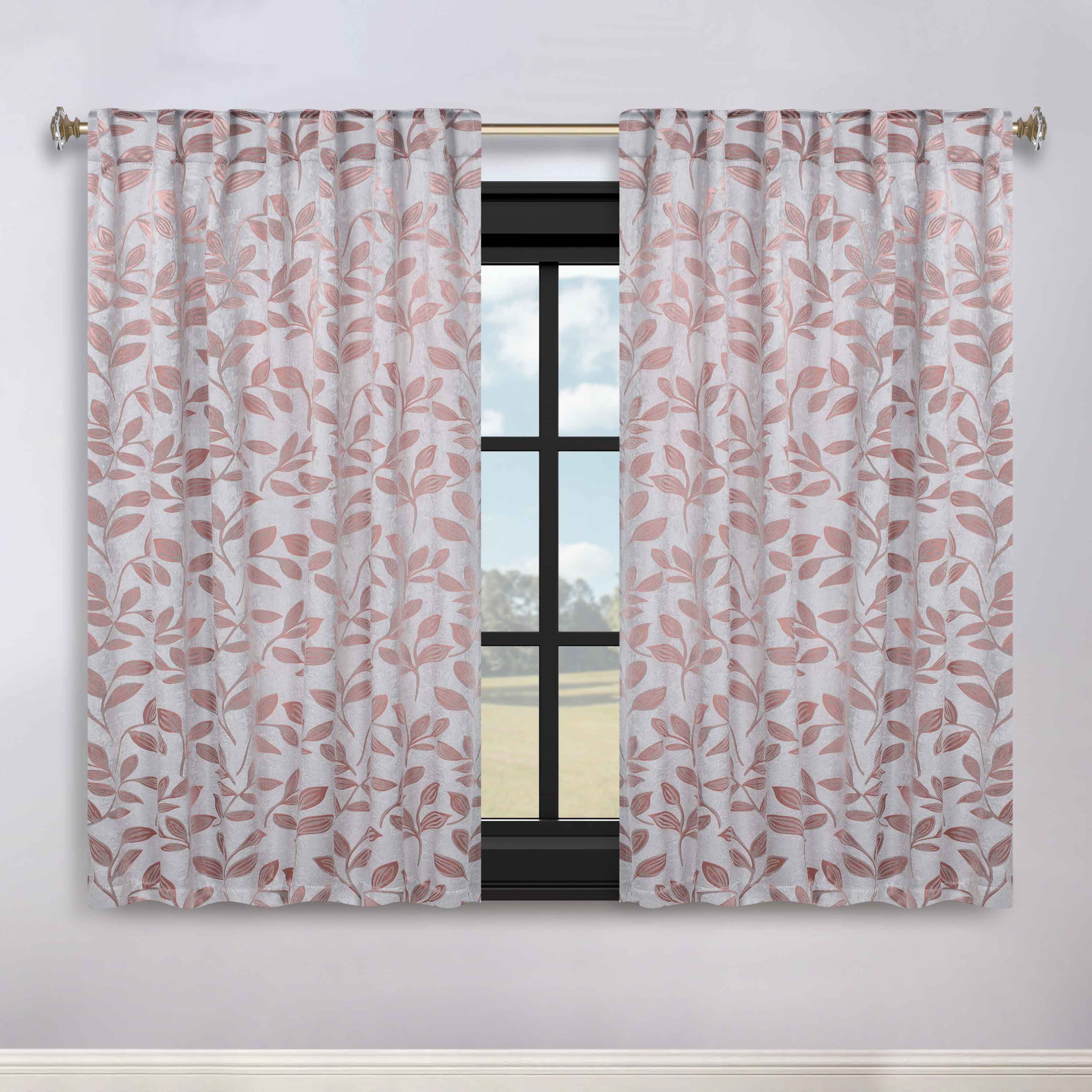 Leaves Room Darkening Back Tabs Blackout Curtain Panels, Set of 2
