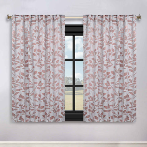 Leaves Room Darkening Back Tabs Blackout Curtain Panels, Set of 2