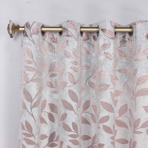 Leaves Room Darkening Washable Blackout Curtain Panels, Set of 2