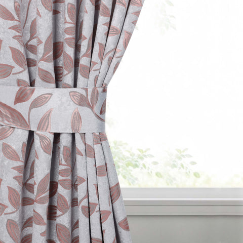 Blackout Window Curtains Leaves Pattern Room Darkening Set of 2